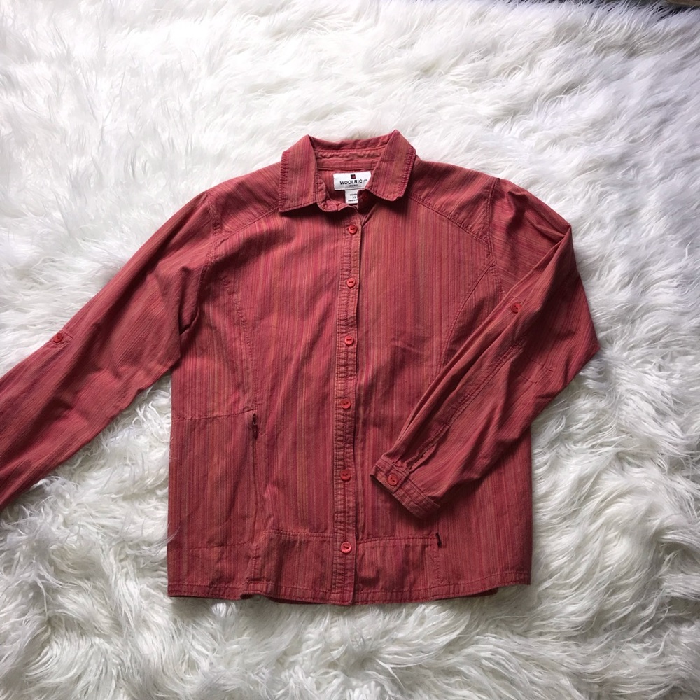 Woolrich Stripped Red Button Down Shirt